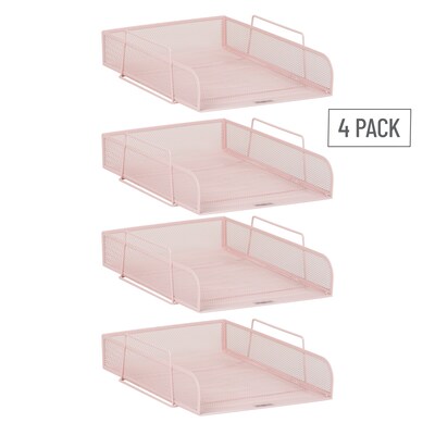 Mind Reader Metal Front Loading Stackable Letter Tray, Letter/Legal Size, Pink (BSTACK4-PNK)