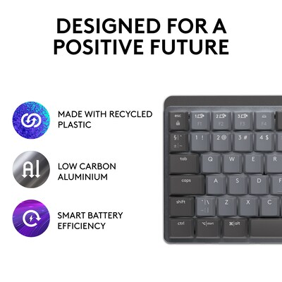 Logitech MX Mechanical Mini, Clicky Wireless Ergonomic Keyboard, Black/Gray (920-010552)