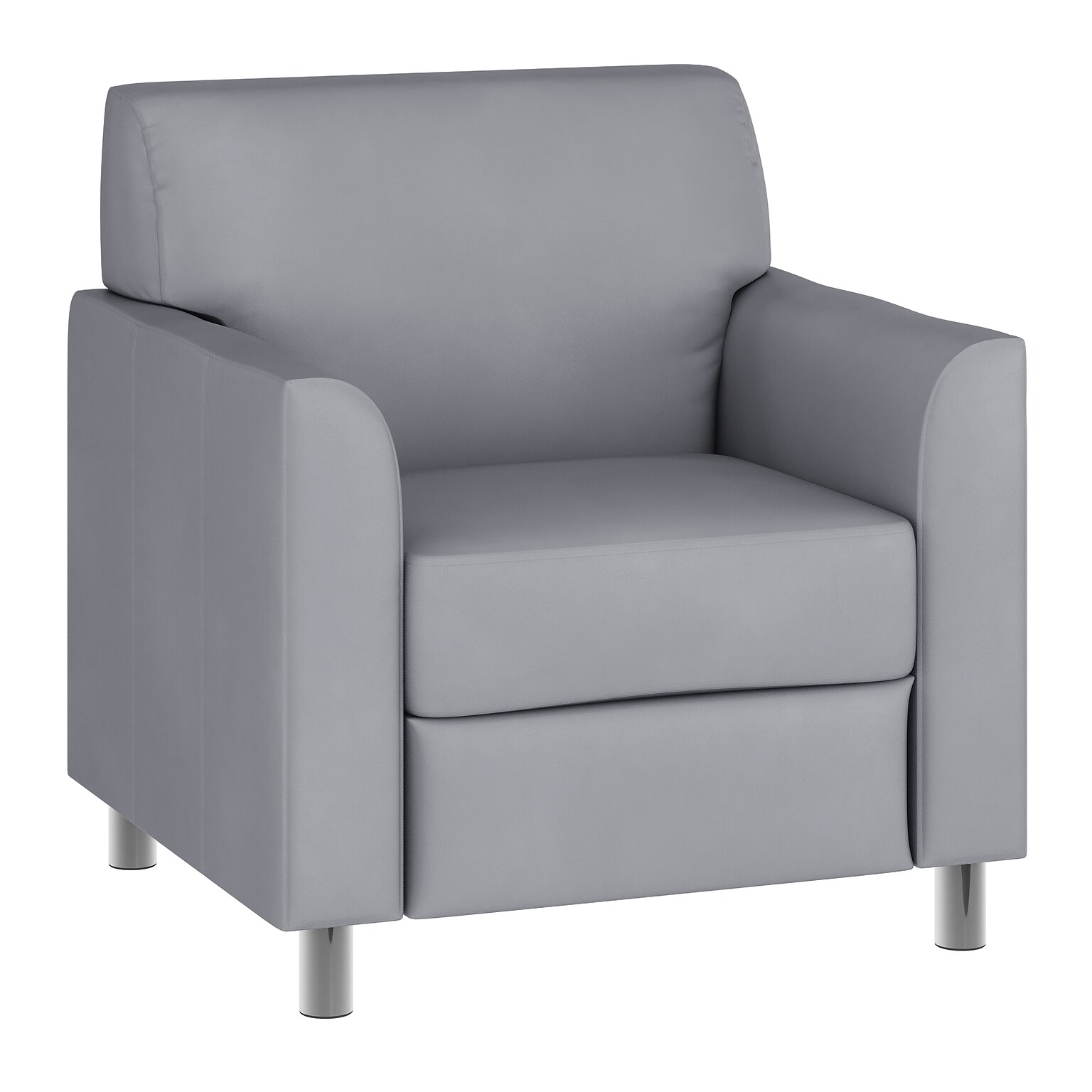 Flash Furniture Hercules Diplomat LeatherSoft Reception Chair, Gray/Chrome Legs (BT8271GYCHR)