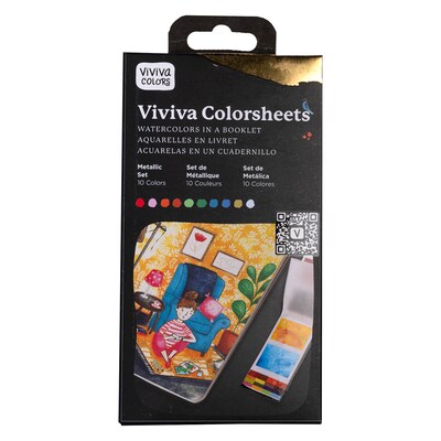 Viviva Watercolor Paint Colorsheets Pallette, Assorted Colors, 10 Colors/Set  (VIV276004)
