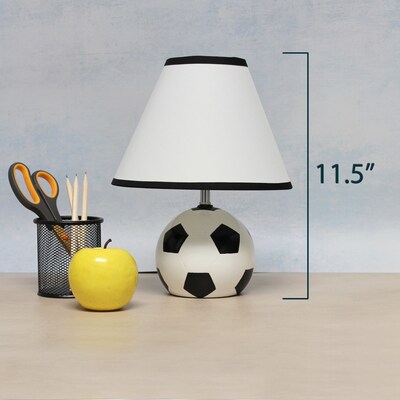 Simple Designs SportsLite 11.5" Tall Athletic Sports Soccer Ball Base Ceramic Bedside Table Desk Lamp (LT1079-SCR)