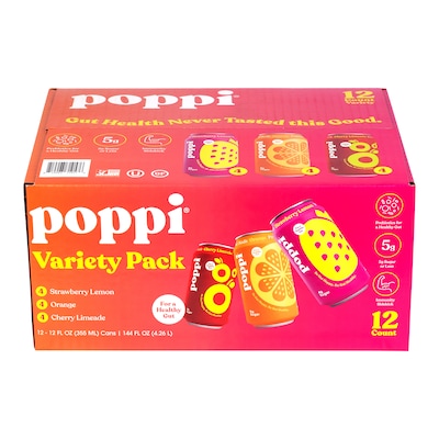 Poppi Prebiotic Soda Variety Pack 12 oz, 12/Pack (220-02412)