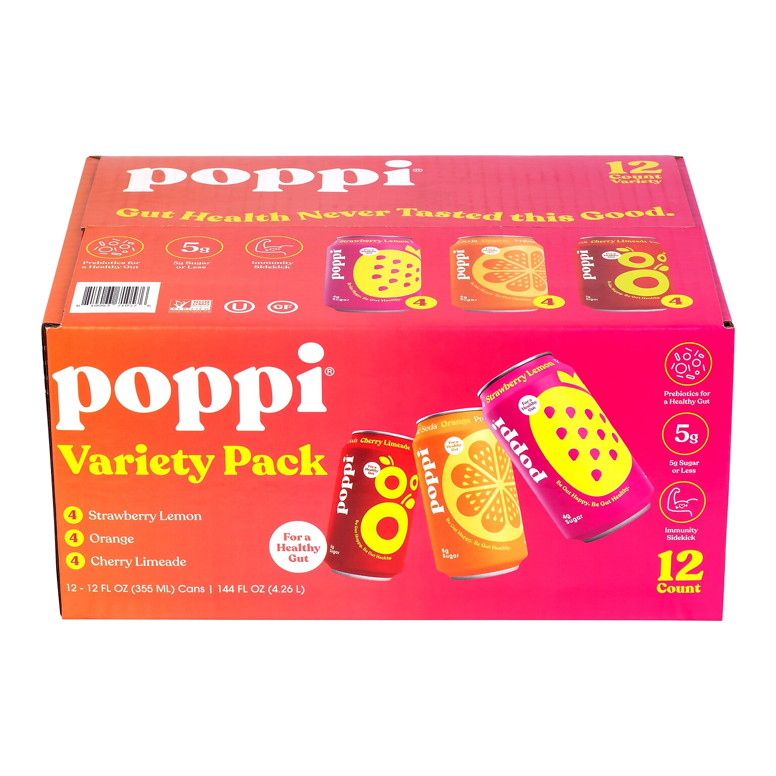 Poppi Prebiotic Soda Variety Pack 12 oz, 12/Pack (220-02412)