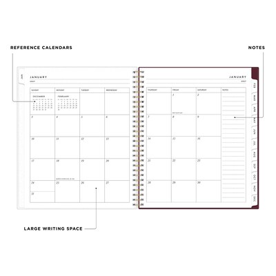 2027 Blue Sky Bespoke Letterpress Waterdrops Mulberry 8" x 10" Calendar Year Monthly Planner, Plastic Cover (161812)