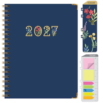 2027 Excello Brands 7.8 x 9 Weekly & Monthly Standard Planner, Paperboard Cover, Navy (FSHN-CY27-79-85)