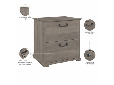Bush Furniture Homestead 2-Drawer Lateral File Cabinet, Letter/Legal Size, Lockable, Driftwood Gray (HOF129DG-Z)
