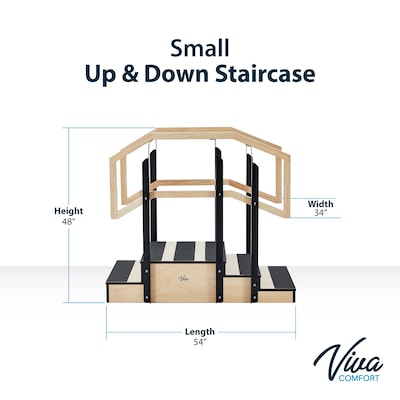 Viva Comfort Physical Therapy Non-slip Staircase with Safety Handles, 500 lbs. Capacity, Natural Wood (ADI906-01-MK)