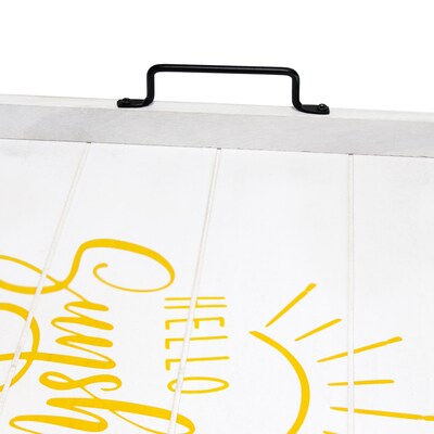 Elegant Designs "Hello Sunshine" Decorative Wood Serving Tray w/ Handles, 15.50" x 12", White Wash (HG2000-WHS)
