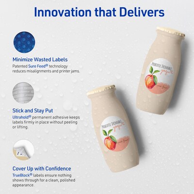 Avery Round Laser Multipurpose Labels, 2" Dia., White, 300/Pack (19479399405)