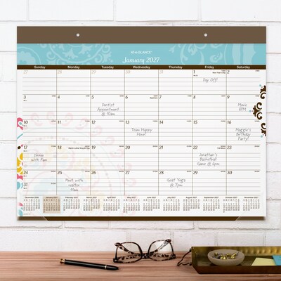 2027 AT-A-GLANCE Suzani 21.75" x 17" Monthly Desk Pad Calendar (SK17-704-27)