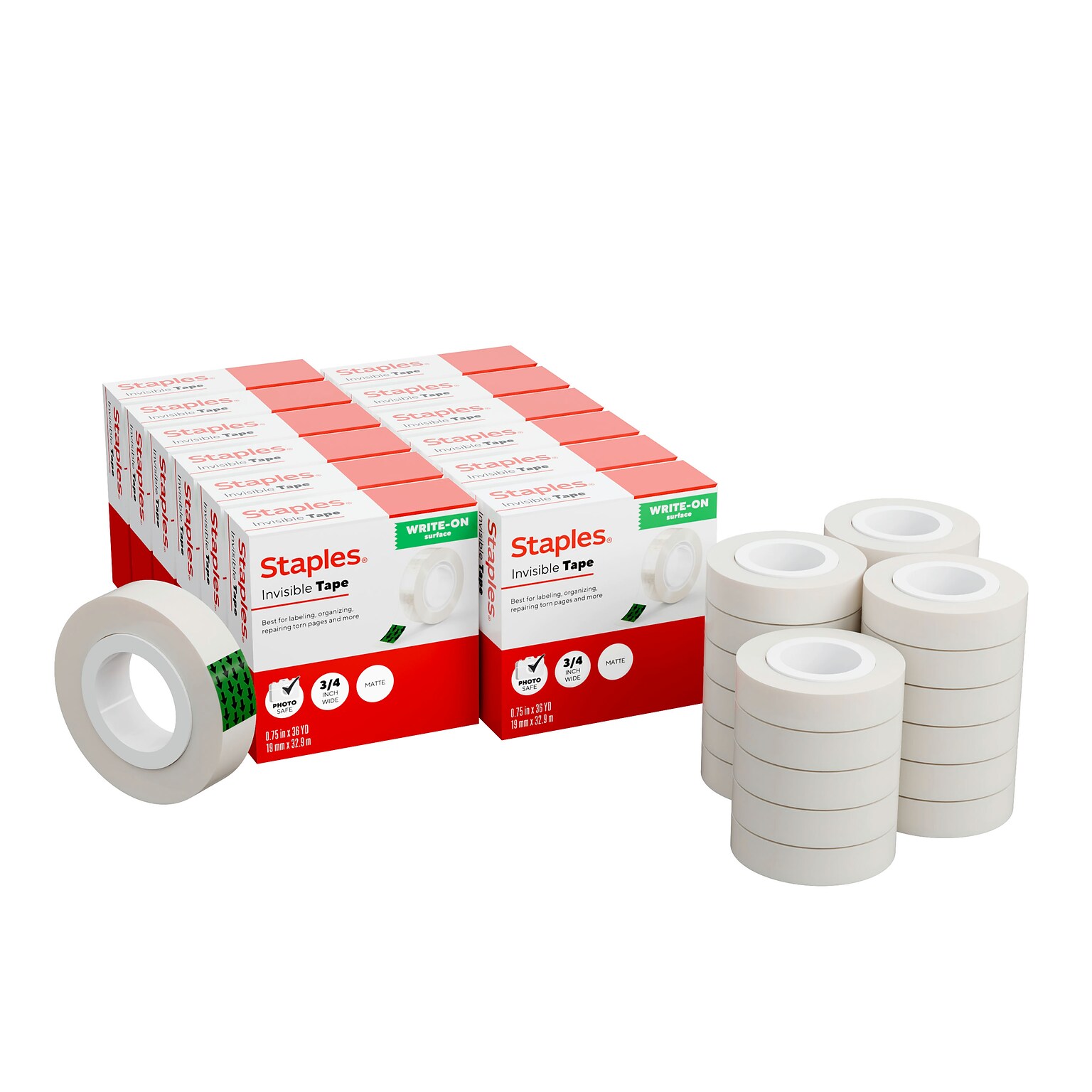Staples Invisible Tape Refill, 3/4 x 36 yds., 24 Rolls/Pack (ST62850)