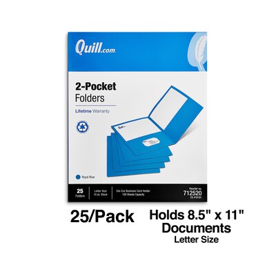 Quill Brand® 2-Pocket Folders, Blue, 25/Box (712520)