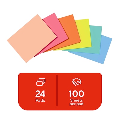 Staples Ultra Sticky Notes, 1 3/8 x 1 7/8, Golden Hour Collection, 100 Sheets/Pad, 24 Pads/Pack (ST62877)