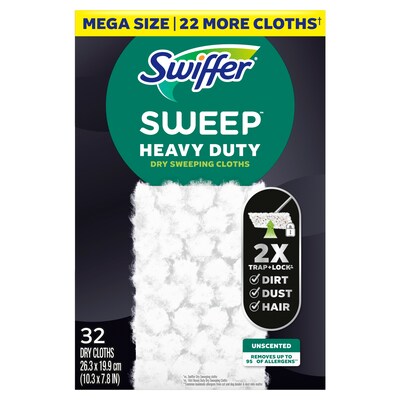 Swiffer Heavy Duty Dry Sweeping Cloths, White, 32/Pack (77198)