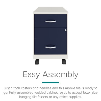 Space Solutions 18 2-Drawer Mobile Verticle File Cabinet with Accessory Drawer, Letter Width, Pearl