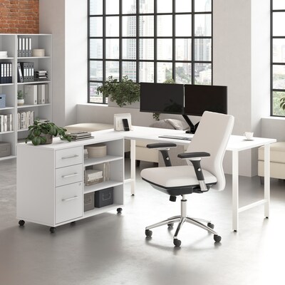 Bush Business Furniture Hustle 72W Computer Desk and Storage Cabinet with Drawers and Shelves, Whit
