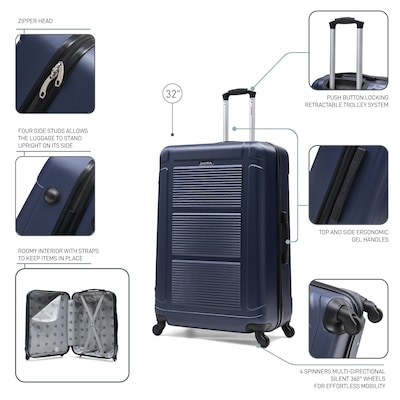 InUSA Pilot 33.27" Hardside Suitcase, 4-Wheeled Spinner, TSA Checkpoint Friendly, Blue (IUPIL00XL-BLU)