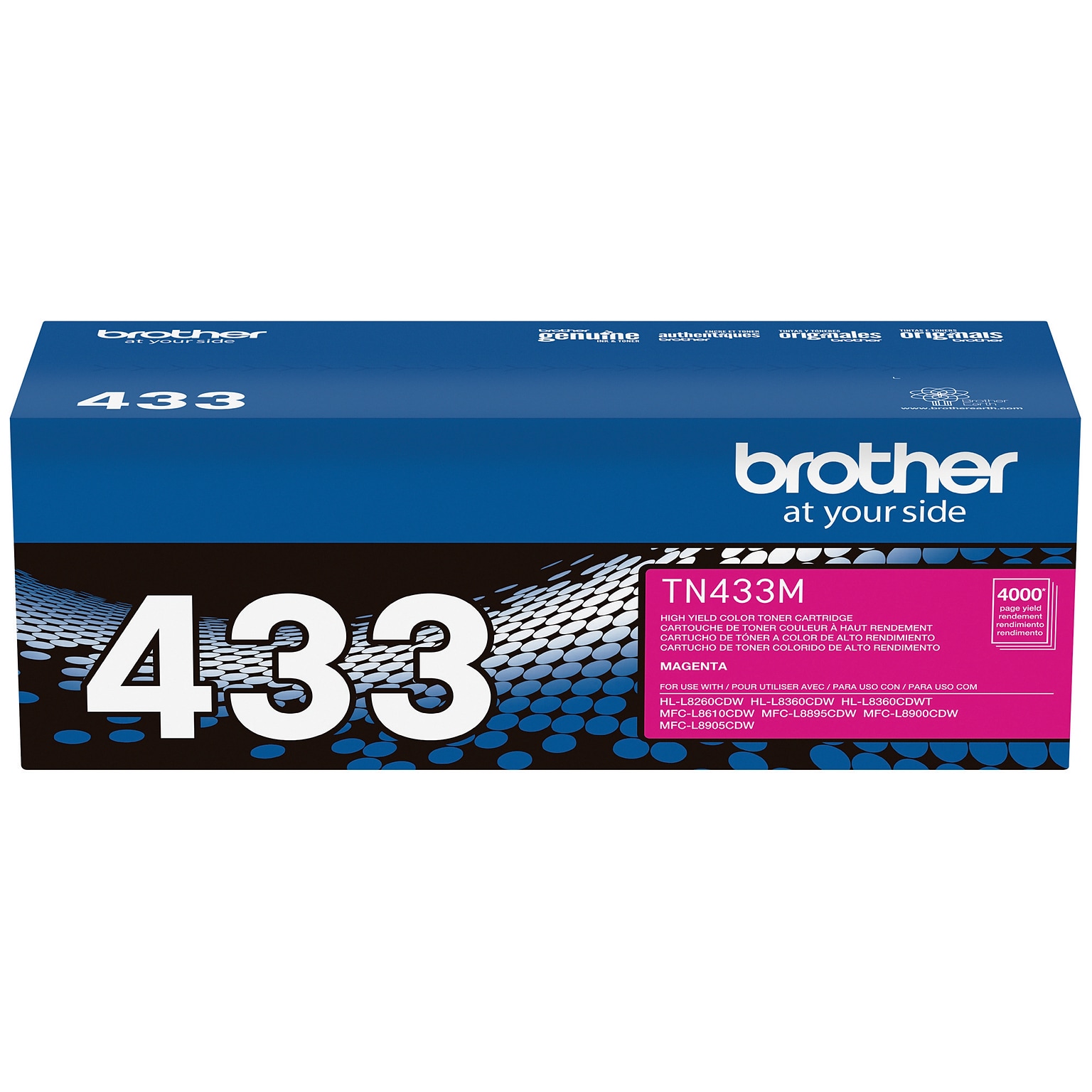 Brother TN-433 Magenta High Yield Toner Cartridge, Print Up to 4,000 Pages (TN433M)