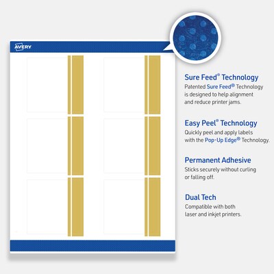 Avery Laser/Inkjet Square Multipurpose Labels, 3" x 3", White, 60/Pack (S00DKG)