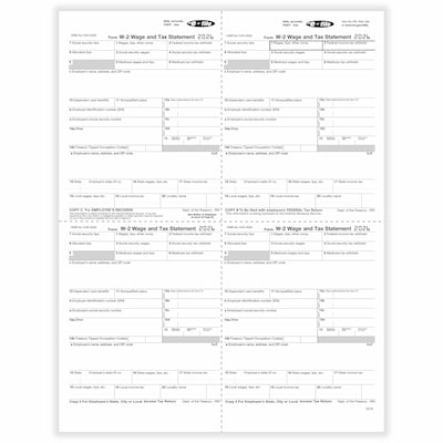 ComplyRight 2026 W-2 Tax Form, 1-Part, 4-Up, 50/Pack (521650)