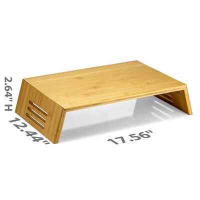 Officemate 17.5" x 12.4" Bamboo Laptop Risers, Natural Wood Grain (71008)