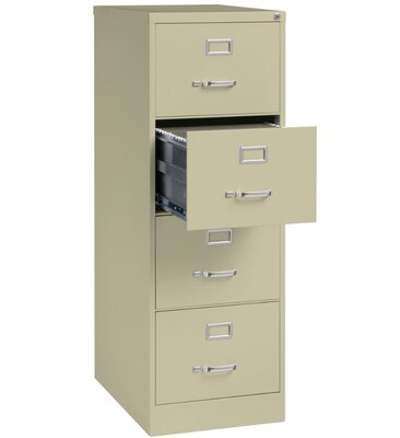 Lorell 4-Drawer Vertical File Cabinet, Legal Size, Lockable, 54.6H x 20.5W x 26.5D, Putty (LLR601