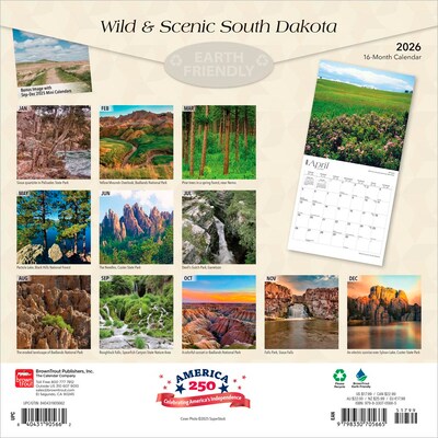 2026 BrownTrout South Dakota Wild & Scenic 12 x 12 Monthly Wall Calendar (9798330705665)
