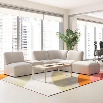 Bush Business Furniture Assemble L Shaped Sectional with Power/USB, Oat Fabric (ASM005OTF)