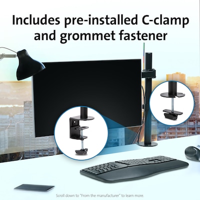 Kensington SmartFit Ergo Single Extended Monitor Arm, Up to 34" Monitor, Black (K55408WW)
