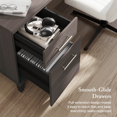 Bush Furniture Somerset 72"W 3 Position Sit to Stand L Shaped Desk, Storm Gray (SET014SG)