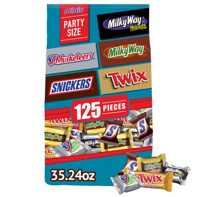 Mars Minis Party Size Variety Chocolate Bars , 35.24 oz., 125 Pieces/Bag, 2/Bundle (MMM57640)