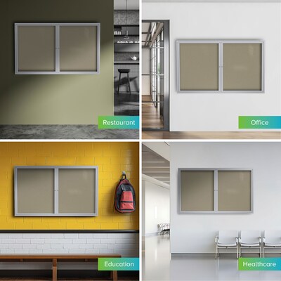 Ghent Vinyl Enclosed Bulletin Board, Satin Frame, 3'H x 4'W (PA23648VX-181)