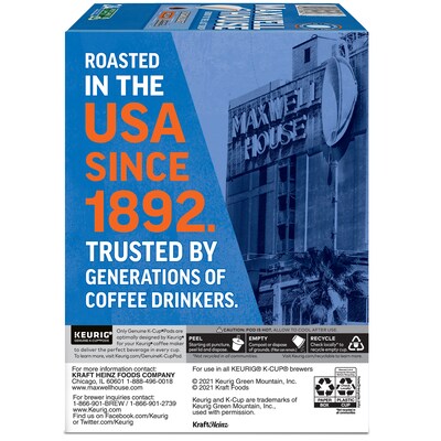 Maxwell House Original Roast Coffee, Keurig K-Cup Pod, Medium Roast, 96/Carton (5469CT)