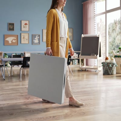 Flash Furniture Paige Rectangle Kid's Plastic Folding Table, 29"W x 60"D x 18.75"H,Granite Gray (RB3060FHKIDGY)