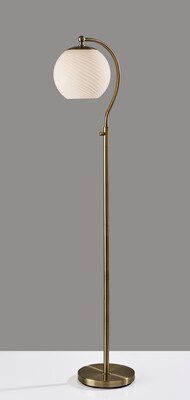 Adesso Swirl 58.75H Antique Brass Floor Lamp with White Swirl Glosted Glass Shade (3262-21)