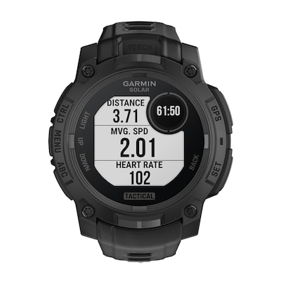Garmin Instinct 3 Tactical Edition Solar GPS Smartwatch with Silicone Band, Black, 50mm (010-02935-50)
