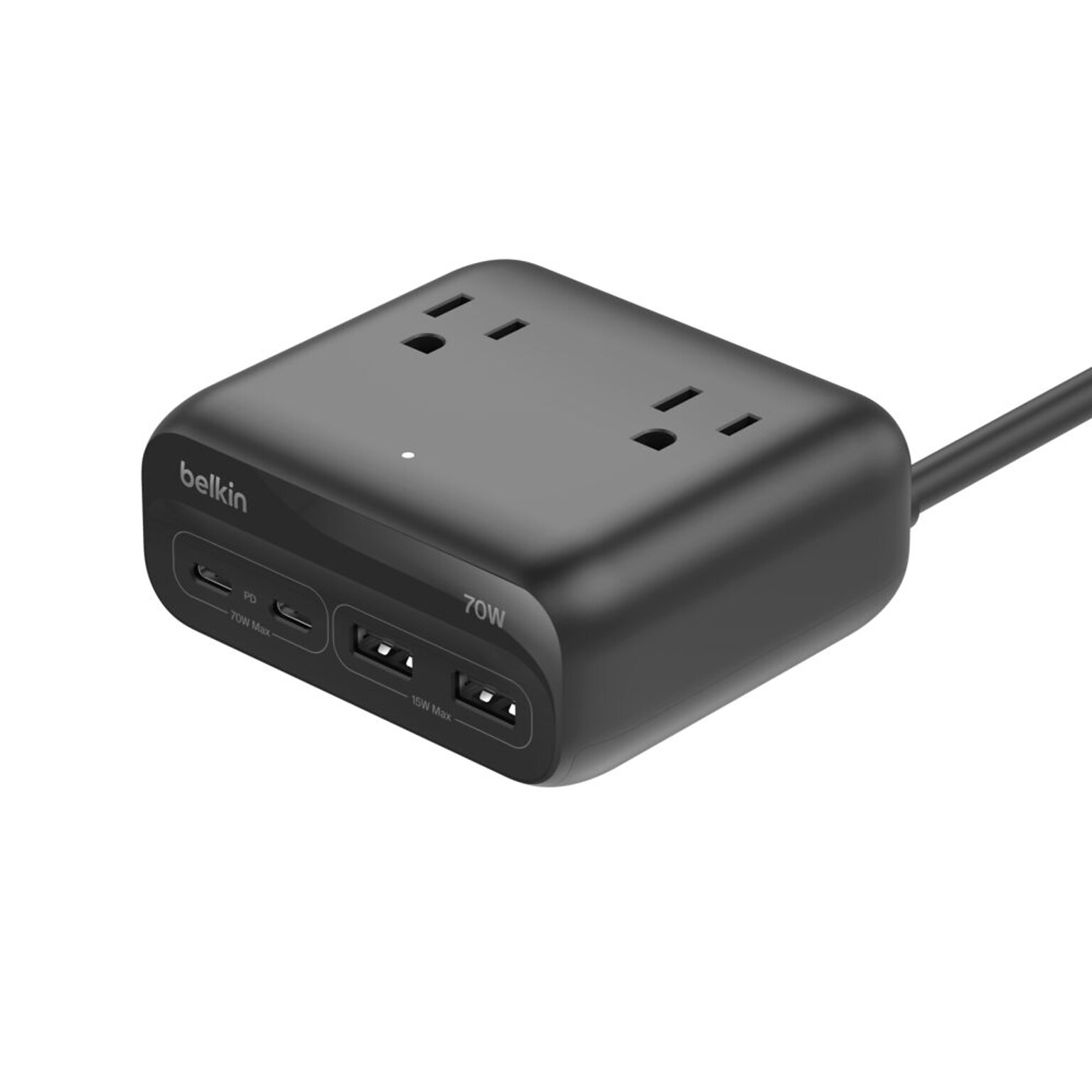 Belkin GaN 3-Outlet Charging Station, 70W, 5ft., Black (SRZ001TT5)