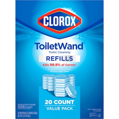 Clorox ToiletWand Disinfecting Refills, Fragrance Free, White, 20 Refills/Pack (31049)