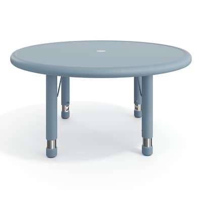 Flash Furniture Wren 33" Round Activity Table, Height Adjustable, Dusty Blue (YUYCX072RDTBDTB)