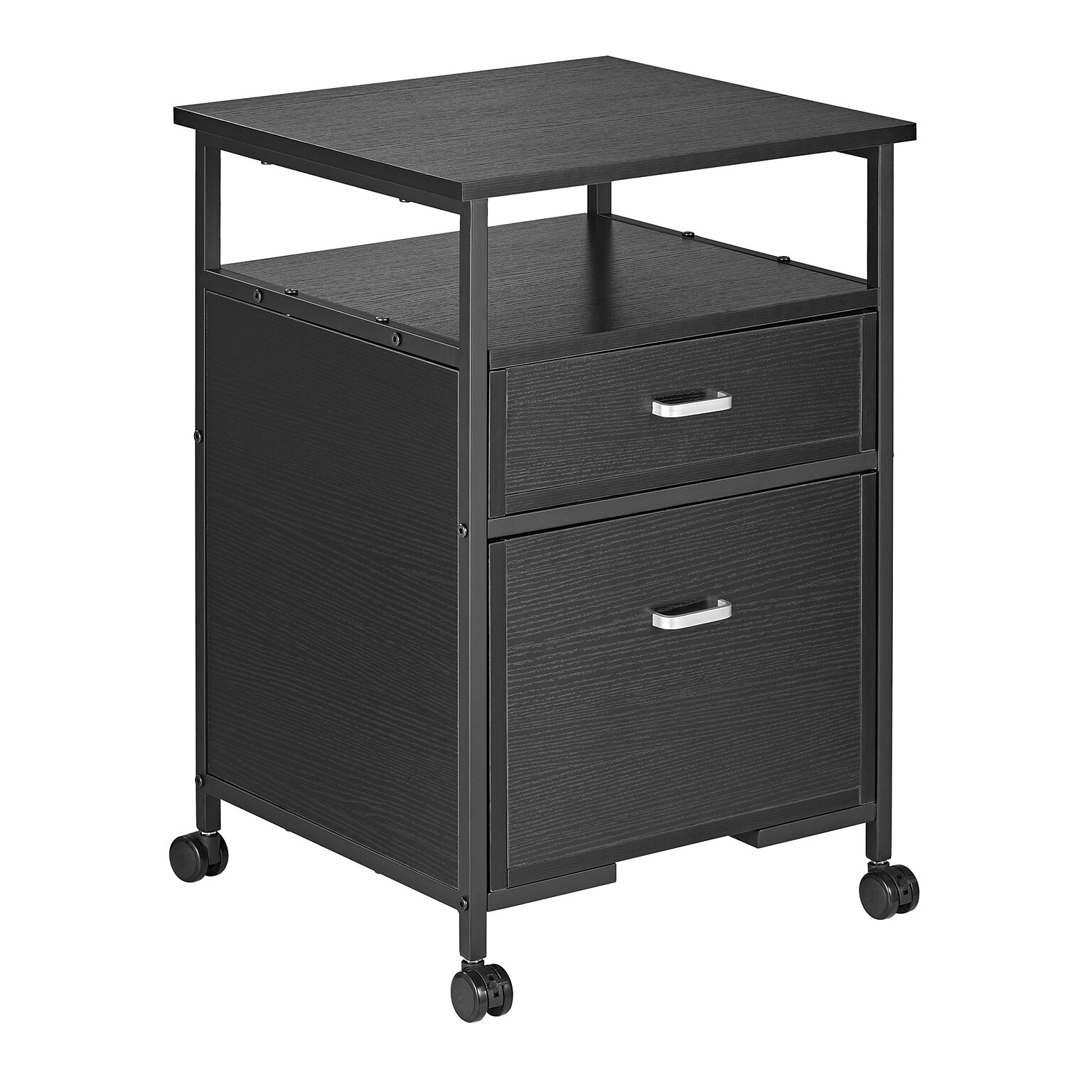 Mount-It! 2-Drawer Mobile File Cabinet, Rolling With Casters, Black (MI-943)