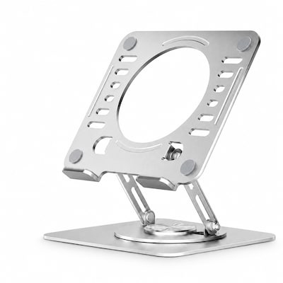 Uncaged Ergonomics Adjustable Swivel Laptop Stand for Desk, Steel, 360° Rotation, Up to 16, Silver