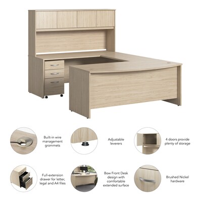 Bush Business Furniture Studio C 72"W U Shaped Desk with Hutch and Mobile File Cabinet, Natural Elm (STC003NESU)