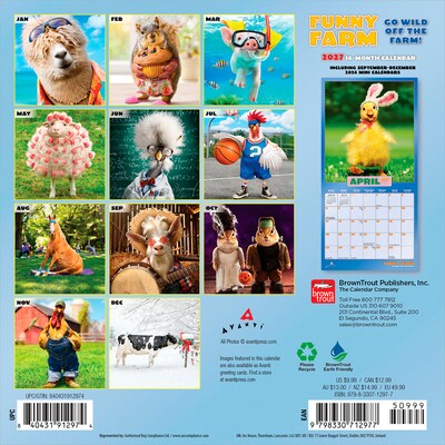 2027 BrownTrout Avanti Funny Farm 7 x 7 Monthly Wall Calendar, Assorted Colors (9798330712977)