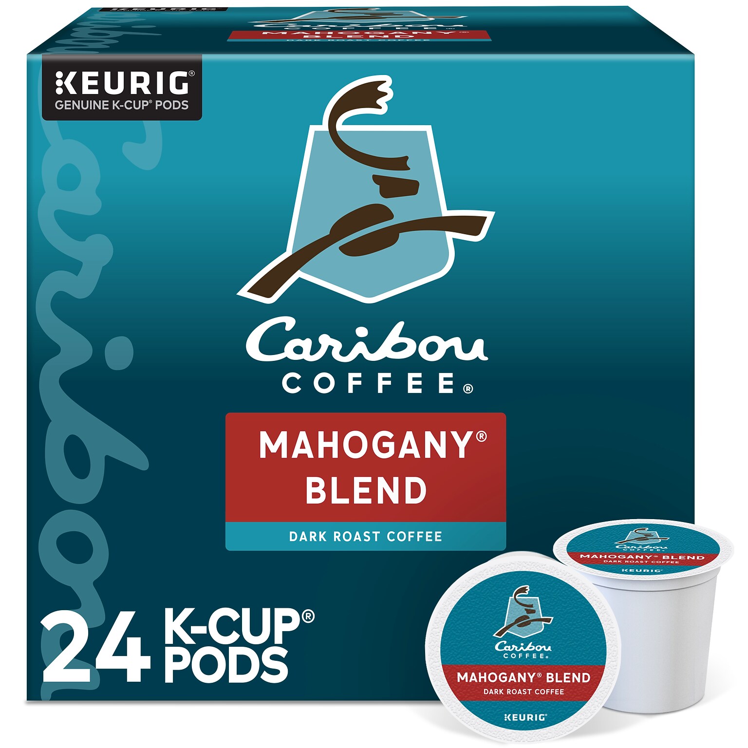 Caribou Mahogany Blend Coffee Keurig® K-Cup® Pods, Dark Roast, 0.40 oz., 24/Box (6990)