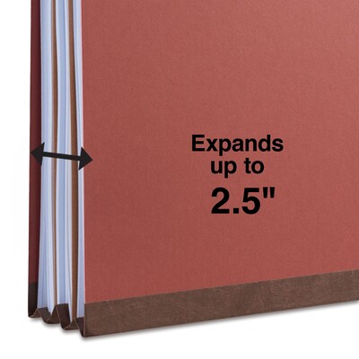 Staples 60% Recycled Pressboard Classification Folder, 2-Dividers, 2.5" Expansion, Legal Size, Red, 10/Box (ST18338/TR18338)