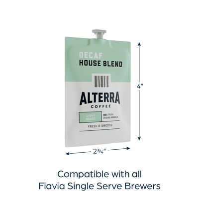 Alterra House Blend Decaf Coffee Flavia Freshpacks, Light Roast, 100/Carton (MDRA187)