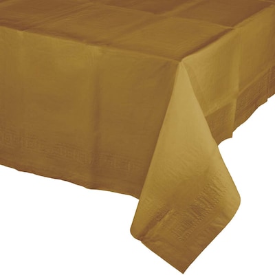 Creative Converting Touch of Color Paper Tablecloth, Glittering Gold, 6/Pack (713276)