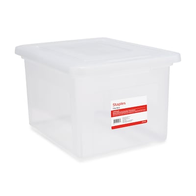 Staples Hanging File Box, Snap Lid, Letter/Legal Size, Clear (TR57620)