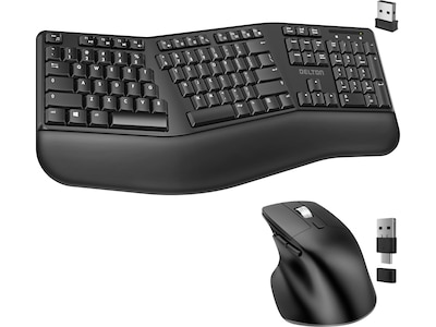 Delton G18 Wireless Ergonomic Computer Keyboard and Optical Mouse Combo, Black (DKMKITERG18-WB)
