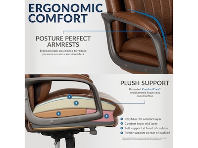 La-Z-Boy Nova Ergonomic Polyurethane Swivel Executive Chair, Cognac (52372-CBRN)